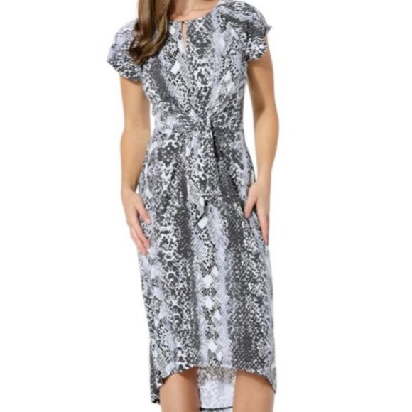 C Wonder Christian Siriano Snake Print Tie Front Midi Dress Size Medium - Picture 3 of 11